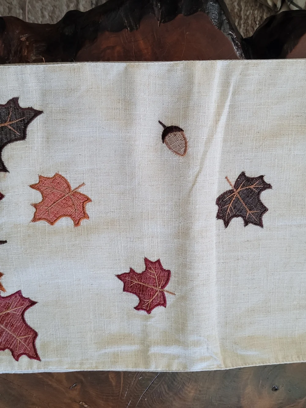 Autumn Leaf Embroidered Table Runner  - New